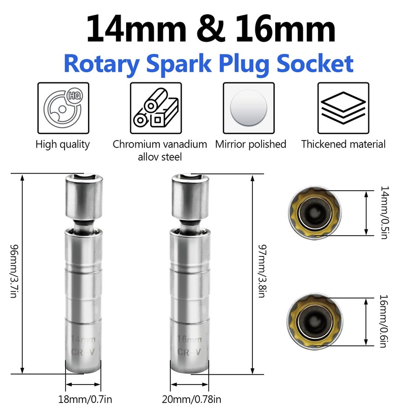 Zalaxt 14mm and 16mm Thin Wall Swivel Magnetic Spark Plug