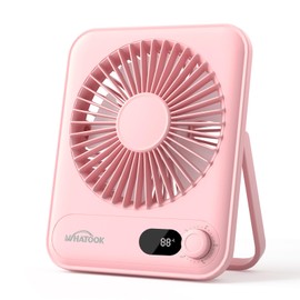 WHATOOK Small Desk Fan Personal Fans: 2000mah 10 Hours Battery Office Quiet Mini Desktop Fan Portable Rechargeable Travel Essentials