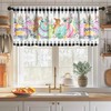 Easter Bunny Curtain Valance,Easter Colorful Eggs Spring Plant Flowers and