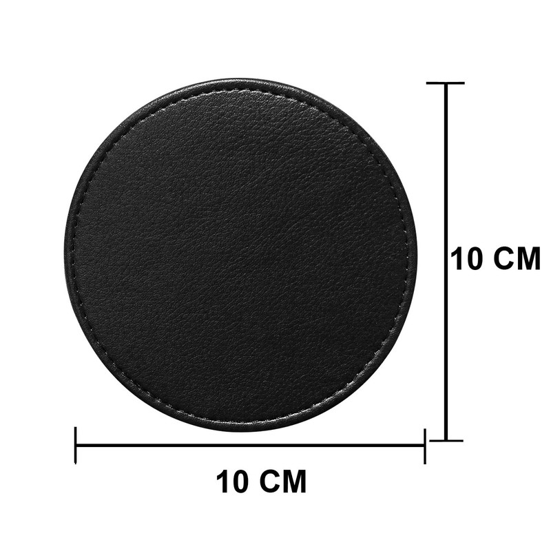 Faux leather round Tea Coasters with cover, pack of 6