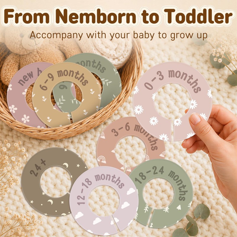 8PCS Baby Closet Dividers for Clothes Double-Sided Baby Closet Organizer