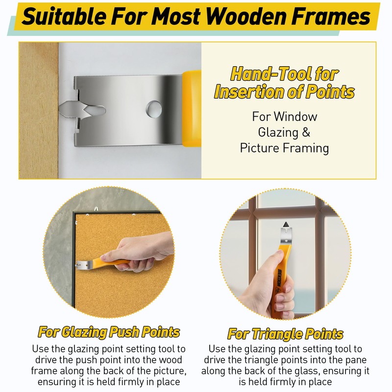 Feekoon Glazier Point Driver, Glazier Setting Tool with 100 Push