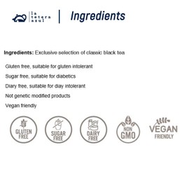 LA TETERA AZUL Black Tea English Breakfast Premium. Stimulation of infusion. Pot with 20 pyramids.