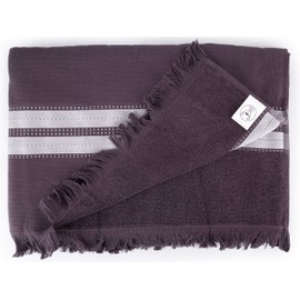 Bersuse 100% Cotton Cascais Terry Peshtemal Turkish Towel Bath Towel Beach Towel Lighweight Quickdry Absorbent - 35x67 Inches, Anthracite (Set of 3)