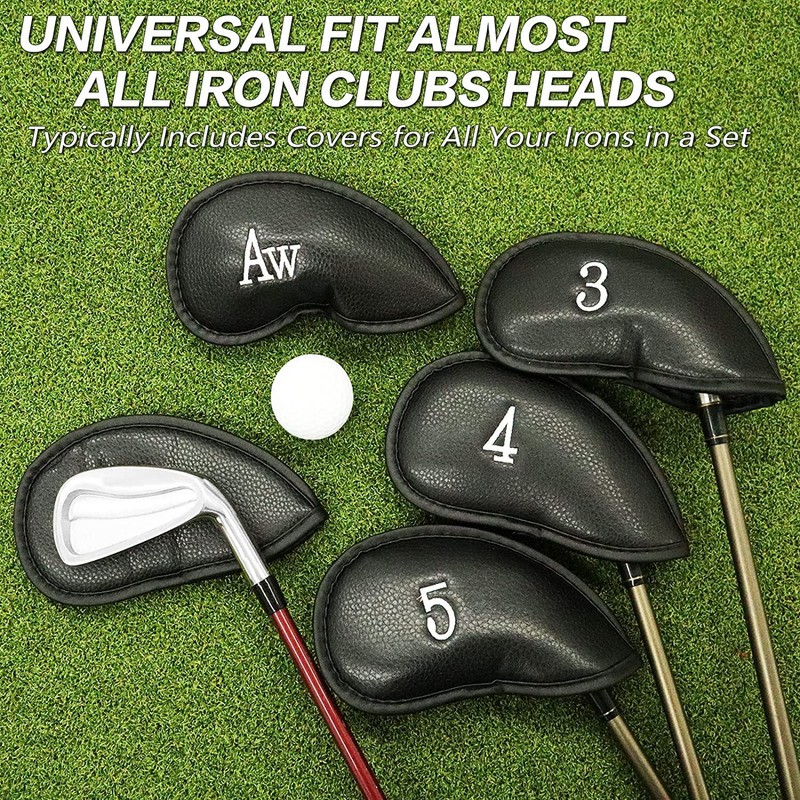 Golf Iron Head Covers Numbers Synthetic Leather Headcover Deluxe Value