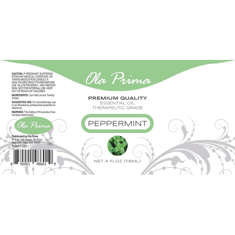 Ola Prima Peppermint Essential Oil for Hair, Skin, Diffuser –