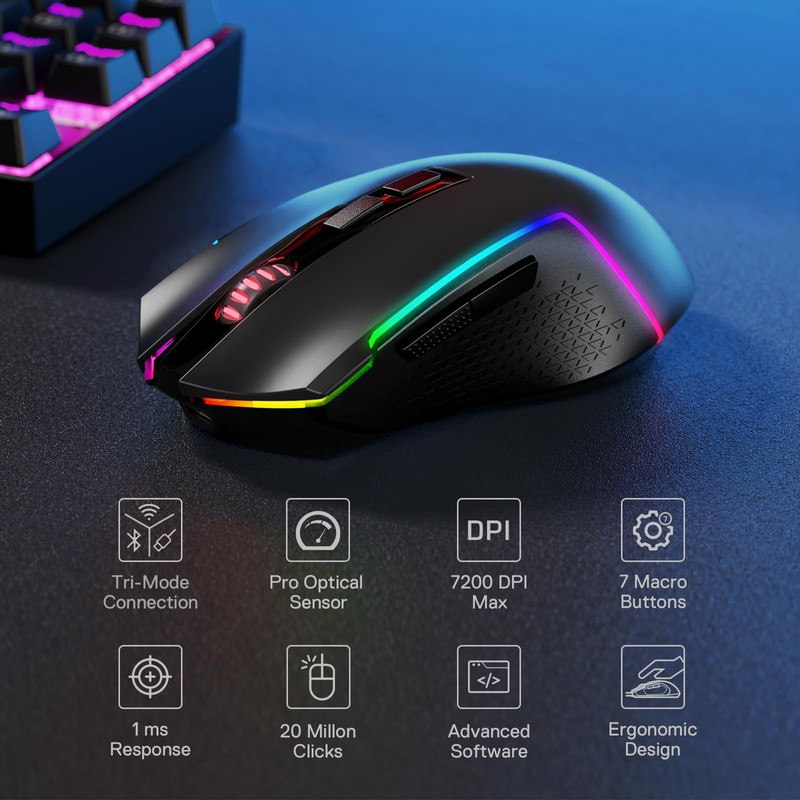 Redragon S136 Gaming Keyboard & Mouse Combo, 75% K628 Tri-Mode