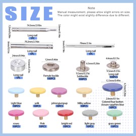 Glarks 100Sets Metal Snap Fastener Kit with 4Pcs Fixing Tools, 10 Colors Leather Snap Buttons Press Stud Installation Tools Set for DIY Clothing Bags Canvas Leather Sewing Crafting