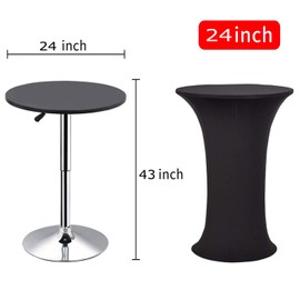 Deisy Dee 24x43 Cocktail Spandex Stretch Round Tablecloth Table Cover C124 (Black)