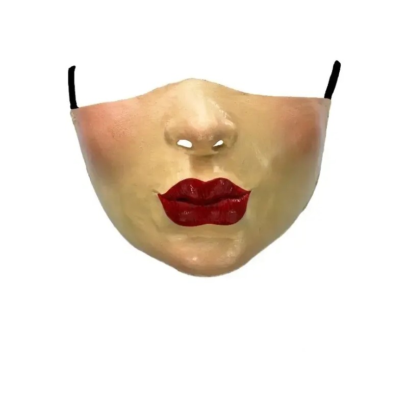 Ghoulish Productions Cubrebocas Red Lips Color Beige