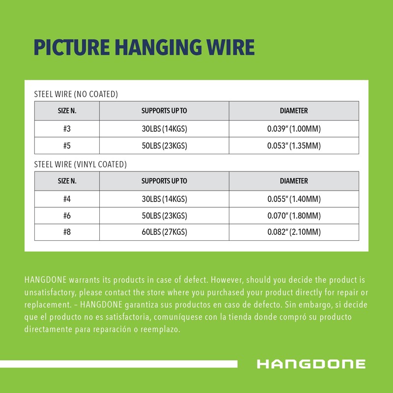 HangDone Picture Hanging Wire #5 100-Feet Supports up to 50lbs
