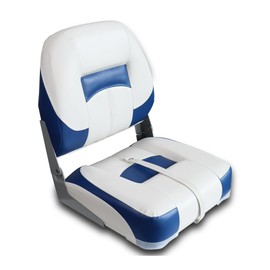 Vancus Folding Fishing Boat Seats Low Back, Waterproof Boat Chairs, Stainless Steel Screws Included, White&Blue