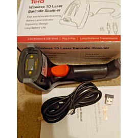Tera Barcode Scanner Wireless 1D Versatile 2-in-1 2.4Ghz Wireless+USB 2.0 Wired