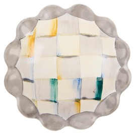 MACKENZIE-CHILDS Round Knob, Decorative Drawer Pull Knob, Gray-and-White Sterling Check