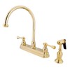 Kingston Brass KB3752BLBS Vintage set Kitchen Faucet with Brass Sprayer, 8-1/2-Inch, Polished Brass