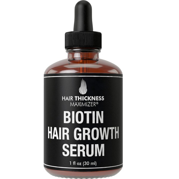 Biotin Hair Growth Serum For Hair Thickening + Moisturizing. Vegan Hair Growth Oil Scalp Treatment For Women, Men with Dry, Frizzy, Weak Hair and Hair Loss. With Ginger + Rosemary. Unscented 1oz