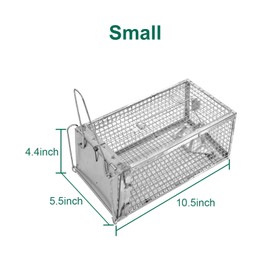 SZHLUX Rat Trap,Mouse Traps Work for Indoor and Outdoor,Small Rodent Animal-Mice Voles Hamsters Cage,Catch and Release(Small), Silver (SZ-SL2614X)