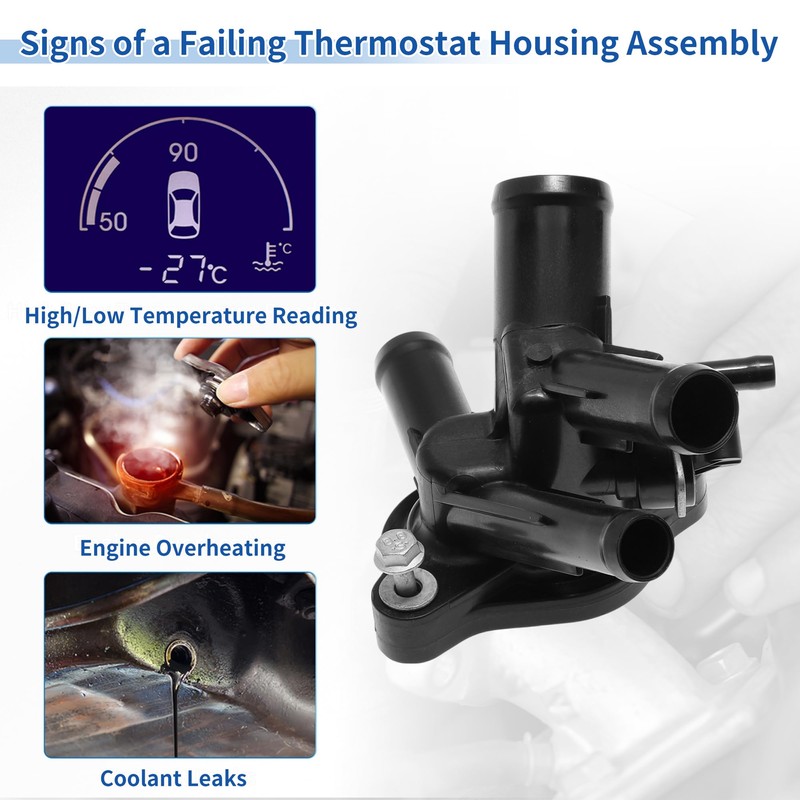 X AUTOHAUX Plastic Engine Coolant Thermostat Housing Assembly for Buick