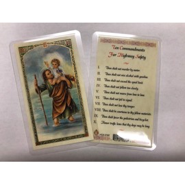 Holy Prayer Cards for The Prayer of The Ten Commandments for Highway Safety in English Set of 2
