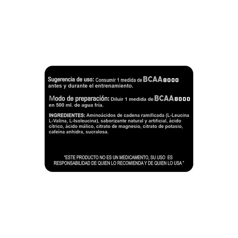 Aminoácidos Bcaa 8000 Cafeína 30 Servicios Nt Nutrition Sabor Sandía