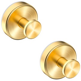 Suction Cup Hooks for Shower,Wreath Hanger for Front Door,Removable No Drill Waterproof Towel Loofah Hook,Upgraded 15 lbs Strong Suction Metal Hooks for Bathroom,Wall,Garland Glass Door-Gold 2 Pcs