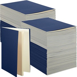 Mimorou 100 Pcs Kraft Notebook Journals 5.5 Inch x 8.3 Inch A5 Softcover Notebooks Bulk for Writing Sketch Office Notepad with 60 Pages 30 Sheets (Navy,Unlined)