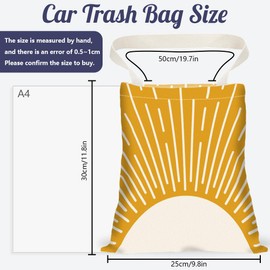 DELORIGIN Artistic Sun Print Car Trash Bag Hanging Garbage Bag with Snap Buttons Car Back Seat Trash Storage Portable Dustbin for Car Interior Accessories Travel Camping