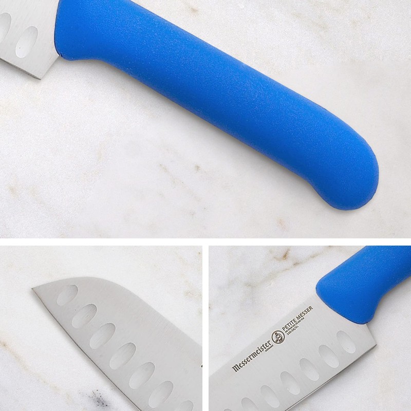 Messermeister Petite Messer 5” Kullenschliff Santoku Knife, Blue - German