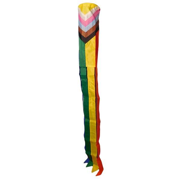 60" INCLUSIVE PROGESSIVE PRIDE Rainbow Gay Pride Embroidered Wind Sock