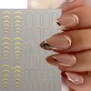 6 Blätter Französische Linien Nagelsticker,Gold Silber French Linie Kurve Welle