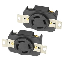 UOIENRT 2 Pcs Locking Receptacle NEMA L14-30R, Electrical Receptacle Twist Lock Wall Outlet 30A 125/250V, 3-Pole 4-Wire Grounding Electrical Receptacle for Generators