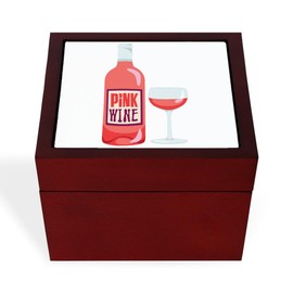 CafePress Pink Wine Bottle Glass Memory Keepsake Jewelry Box, 5"x5"x3.75"