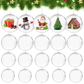 Vellibring 20 PCS Clear Plastic Fillable Ornaments Balls, Christmas Transparent Acrylic Balls DIY Craft Ornaments for Christmas Tree Wedding Party Home Decoration (50/60/70/80mm)
