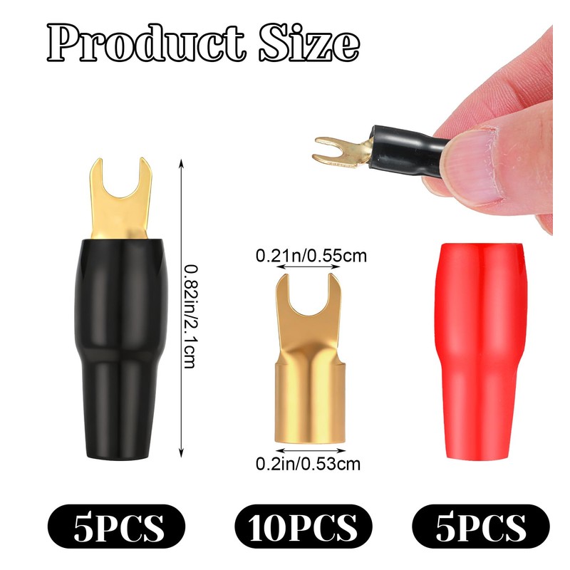 10Pcs 4 Gauge Wire Connectors, 4-Gauge Spade Terminals for Speaker