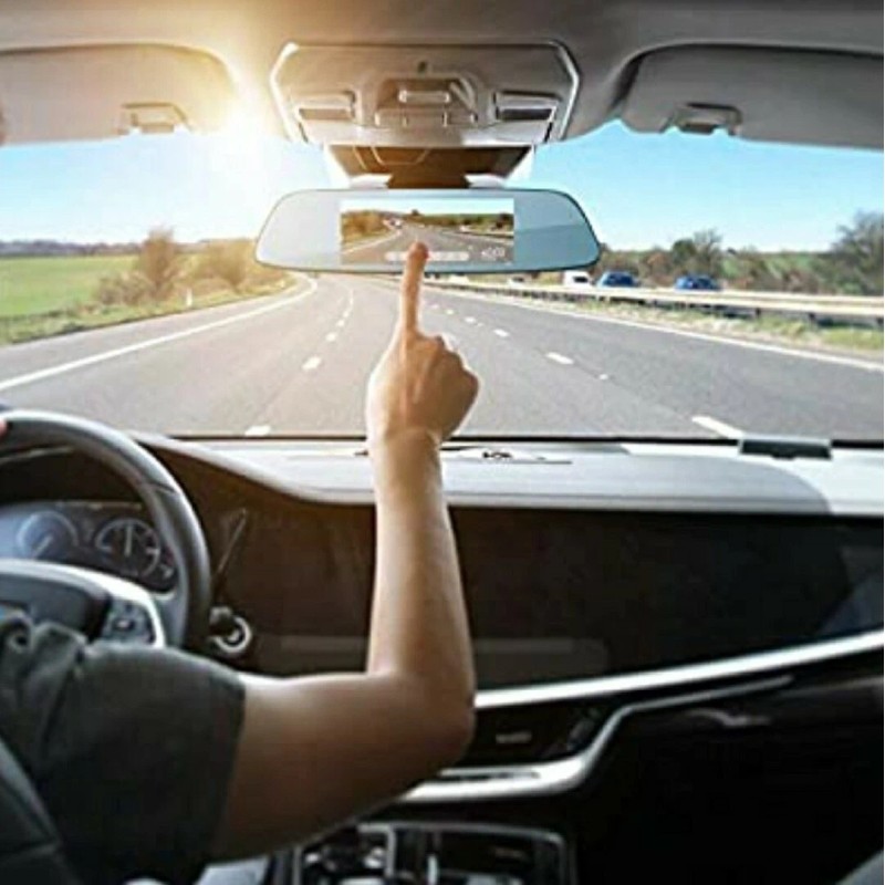 Dual AUKEY Mirror Dash Cam Dual 6.8'' LCD Touchscreen Car