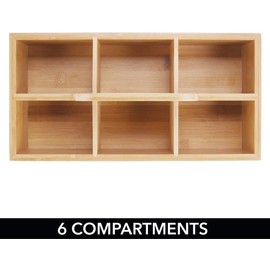 WeProduct Natural Bamboo organizer with handle, 6 Compartments for Kitchen, Bath, Cosmetics, Craft and Office Supplies