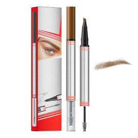 Dryxog Augenbrauenstift 2 in 1 Dual Eyebrow Pencil, Ended Mit 4 Zinken Micro Gabelspitzen Applikator Augenbrauenstift Wasserfest für Präziser Pinselspitze Erzeugt Natürliche Augenbrauen (Hellbraun)