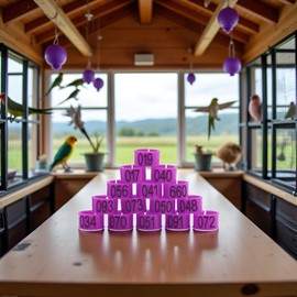 Juroicessry 100Pcs Purple Number (001-100) Inner Diameter 8mm Pigeon Leg Poultry Dove Bird Band Rings Foot Pigeon Supplies Parrot Clip Bird Toys