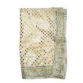 Set of 2 Chunari Decorative Silk Cloth Puja Chunni Chunar (Size:-20 Inches x 14 Inches) Aasan Mat for Indian Traditional Cultural Festival Navratri Decoration Statue Frame Idol Temple(Dark Pink,White)