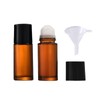 Mozff 2Pcs Brown Glass Essential Oil Roller, Refillable Roll On