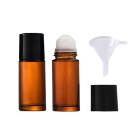Mozff 2Pcs Brown Glass Essential Oil Roller, Refillable Roll On Bottles for Fragrance, Empty Deodorant Containers, Roll on Bottles (without funnel) (30ml)