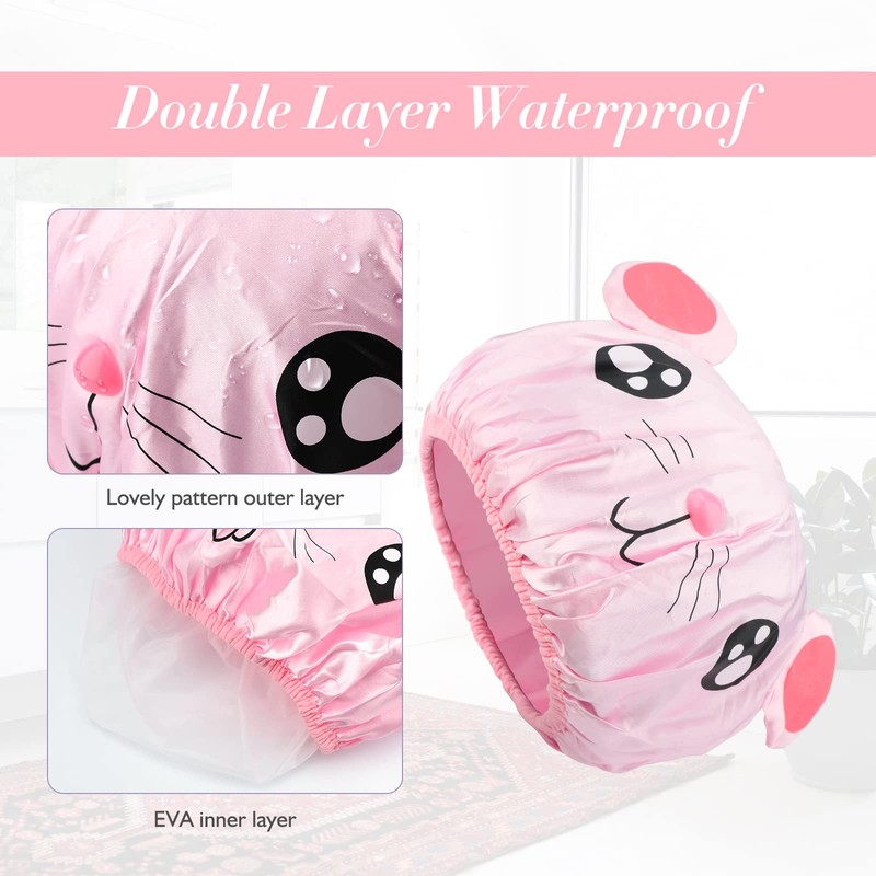 G2PLUS 2PCS Elastic Kids Bath Caps, Double layer Baby Bathing