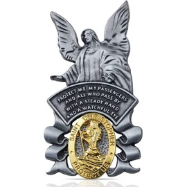 St Saint Christopher Medal Guardian Angel Visor Clip, St Christopher Medal for Car Car Accessories Bless Driving Safety Religious Gift for Driver, Parent, Family, Friend, Go Your Way in Safety.
