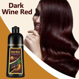 Fedulili Instant Dark Red Wine Hair Dye Shampoo for Gray Hair, Natural Hair Color Shampoo for Women Men, 100% Coverage for Salon Home Use, 17.5 Fl Oz (Dark Red Wine)