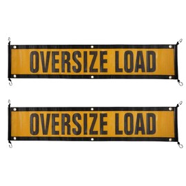 Mytee Products 2 Pack 12"x60" Oversize Load Sign for Trucks w/Bungee Cord & Hook - Stretch Cord Mesh Oversize Load Banner for Escort Vehicles, Car, Flatbed Trailer - Safety Warning Signs