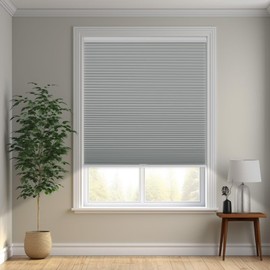 Changshade Cordless Blackout Cellular Shade, Honeycomb Shade with The Diameter of 1.5 inch Honeycombs, Room Darkening Pleated Window Shade for Bedroom, Children Room, 24 inches Wide, Grey CEL24GY64C