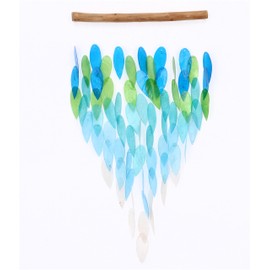 GURU SHOP Shell Mobile, Ethnic Wind Chime, Sun Catcher, 70 cm, Blue/Green, Dream Catcher, Mobiles