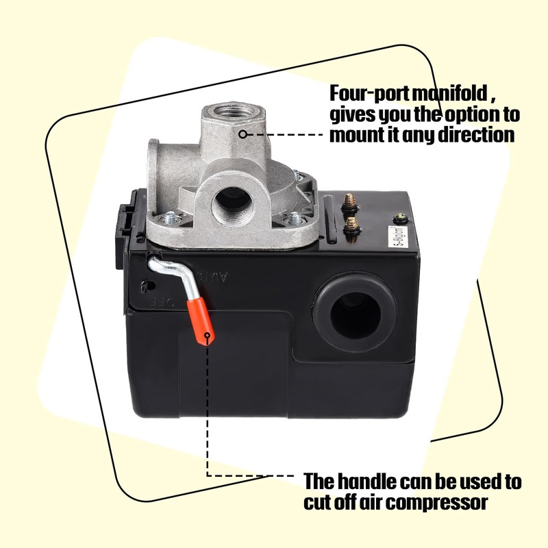 Peryiter 4 Pcs Air Compressor Pressure Switch Control Valve 90-125psi