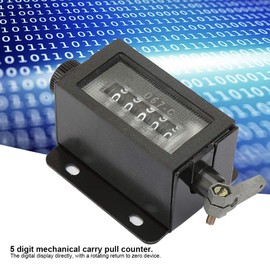 Mechanical Counter, 5-Digit 0-99999 Rotary Knob Resettable Black Rotation Click Counter with Spring Manual Manual Pull Counter Arithmometer, Pull Counter