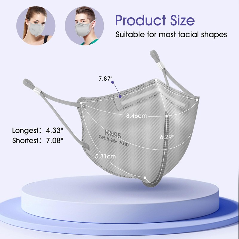 Semask KN95 Adjustable Masks 25 Pack, Individually Wrapped Disposable Masks